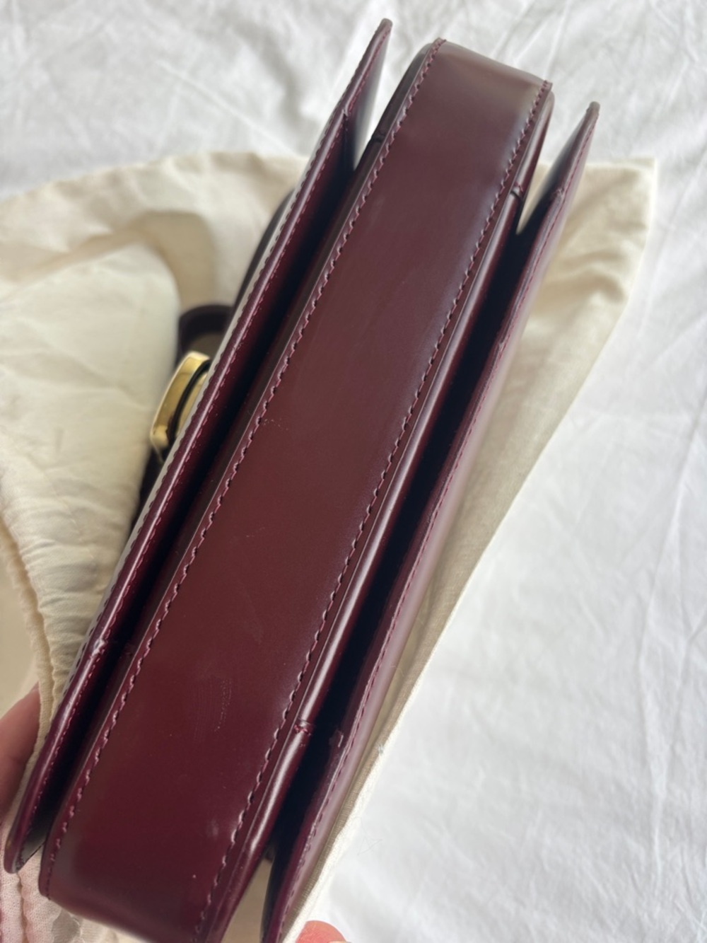 SOLD Like New Sézane Milo Classic Bag in Glossy Burgundy - Picture 8 of 14
